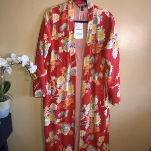 ZARA CORAL MAXI FLORAL PRINT KIMONO SIZE S-M